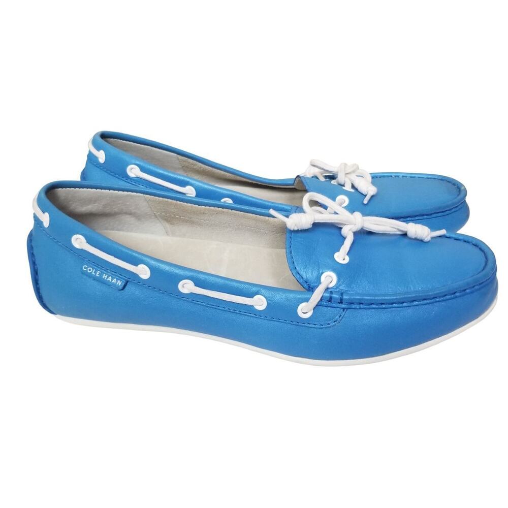 Cole Haan Womens Leather Slip On Loafers Size 7.5B Flats Designer Boat Shoes